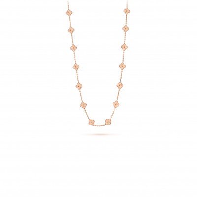 VAN CLEEF ARPELS VINTAGE ALHAMBRA LONG NECKLACE, 20 MOTIFS - ROSE GOLD   VCARN9T000